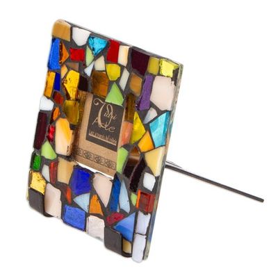 Alternate image for Handcrafted Stained Glass Photo Frame 2x2 Mexican Kaleidoscope
