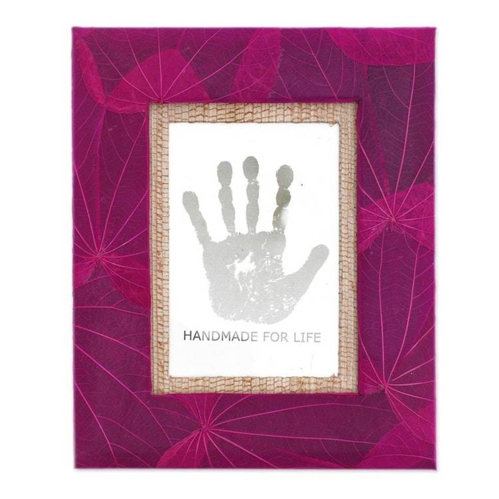 4x6 Natural Fiber Photo Frame in Pink from Indonesia 'Autumn Spirit in Pink'