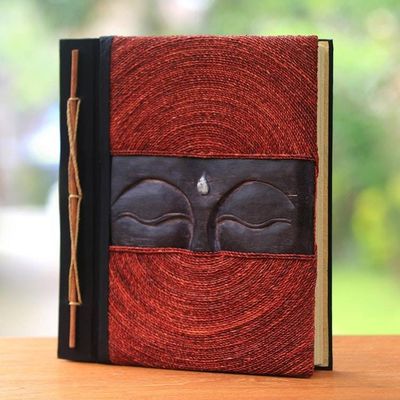 Alternate image for Buddha-Themed Wood and Natural Fiber Photo Album in Red Buddhas Eyes in Red