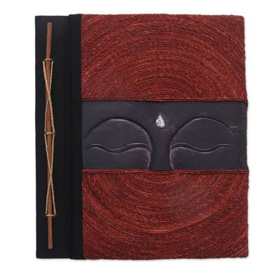Alternate image for Buddha-Themed Wood and Natural Fiber Photo Album in Red Buddhas Eyes in Red