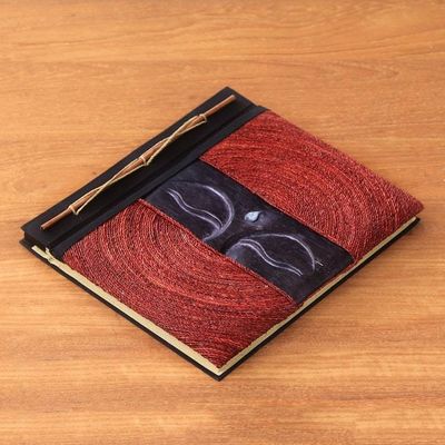 Alternate image for Buddha-Themed Wood and Natural Fiber Photo Album in Red Buddhas Eyes in Red