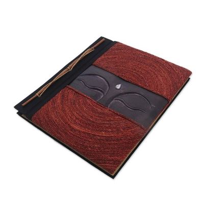 Alternate image for Buddha-Themed Wood and Natural Fiber Photo Album in Red Buddhas Eyes in Red