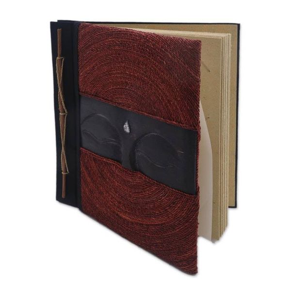 Alternate image for Buddha-Themed Wood and Natural Fiber Photo Album in Red Buddhas Eyes in Red