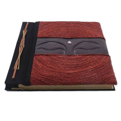 Alternate image for Buddha-Themed Wood and Natural Fiber Photo Album in Red Buddhas Eyes in Red