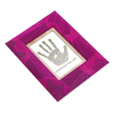Alternate image for 3x5 Natural Fiber Photo Frame in Pink from Indonesia Autumn Spirit in Pink