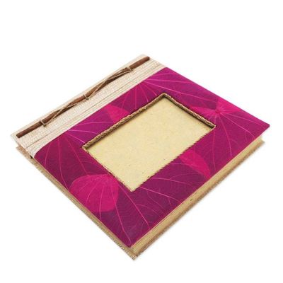 Alternate image for Pink Natural Fiber Leaf-Motif Photo Album Autumn Spirit in Pink