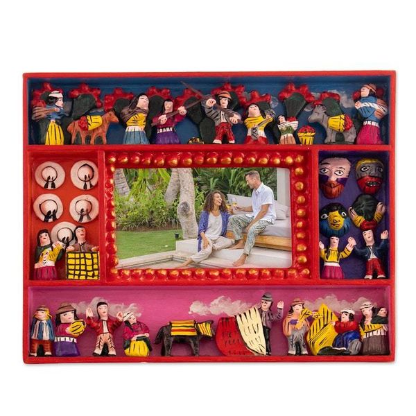 Alternate image for Collectible Folk Art Wood Retablo Photo Frame 4x6 Tuna Harvest