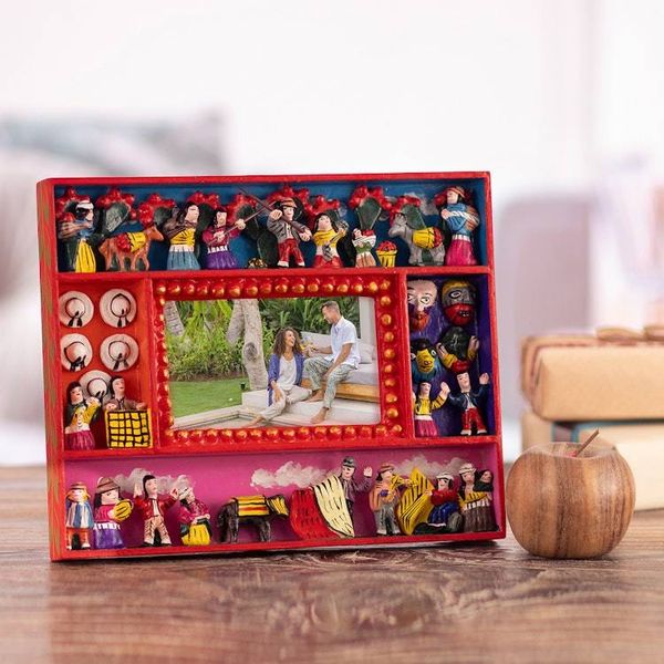 Alternate image for Collectible Folk Art Wood Retablo Photo Frame 4x6 Tuna Harvest
