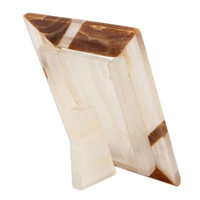 Alternate image for Modern Brown Onyx Photo Frame from Mexico 4x6 Modern Lines in Brown