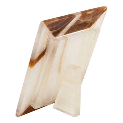 Alternate image for Modern Brown Onyx Photo Frame from Mexico 4x6 Modern Lines in Brown