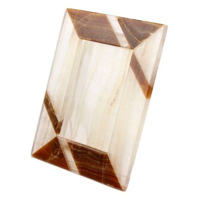 Alternate image for Modern Brown Onyx Photo Frame from Mexico 4x6 Modern Lines in Brown