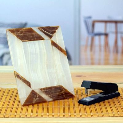 Alternate image for Modern Brown Onyx Photo Frame from Mexico 4x6 Modern Lines in Brown