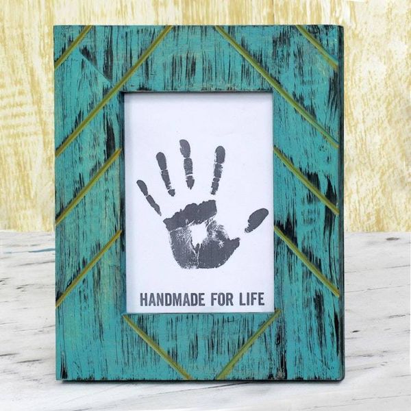Alternate image for Antique Looking 5x7 Photo Frame in Greenish Blue Great Memories