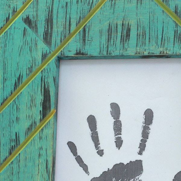Alternate image for Antique Looking 5x7 Photo Frame in Greenish Blue Great Memories