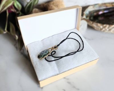 Alternate image for Seraphinite Wire Wrapped Brass Pendant