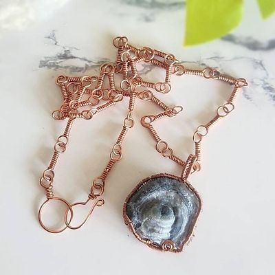 Alternate image for Druzy Chalcedony Copper Wire Wrapped Necklace