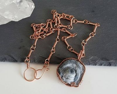 Alternate image for Druzy Chalcedony Copper Wire Wrapped Necklace