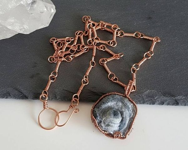Alternate image for Druzy Chalcedony Copper Wire Wrapped Necklace