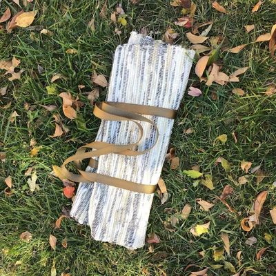 Alternate image for Handwoven rag rug firewood carrier