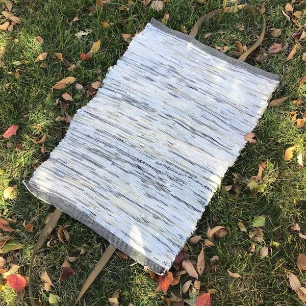 Alternate image for Handwoven rag rug firewood carrier