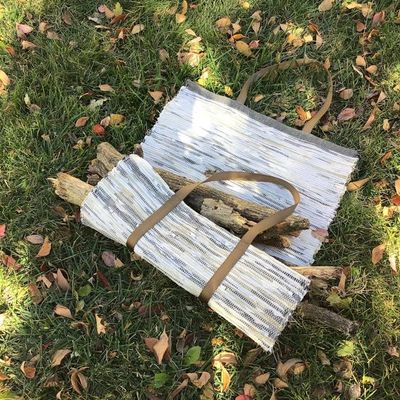 Alternate image for Handwoven rag rug firewood carrier