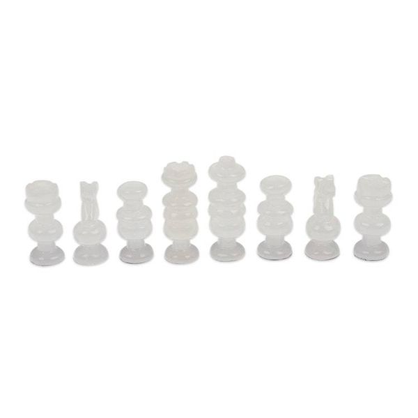 Alternate image for Modern Hand-Carved White Onyx and Pink Marble Chess Set Riveting Challenge