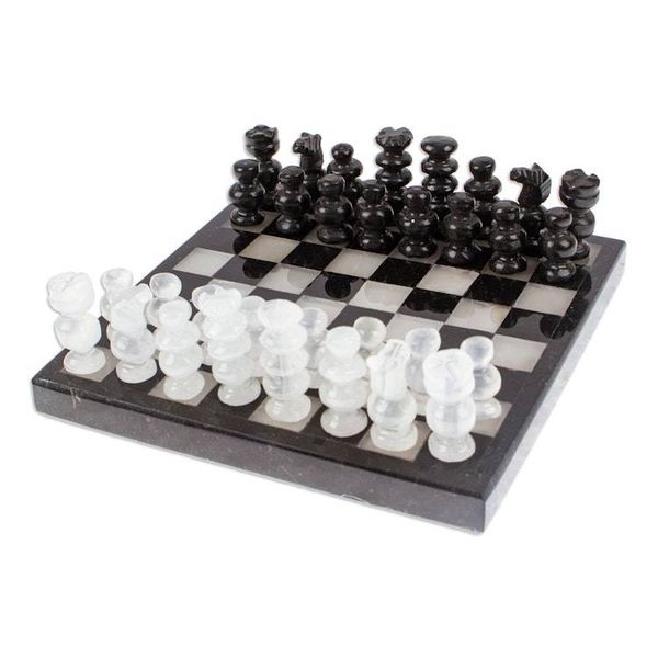 Alternate image for Onyx and Marble Chess Set in Black and Ivory 5 in. Black and Ivory Challenge