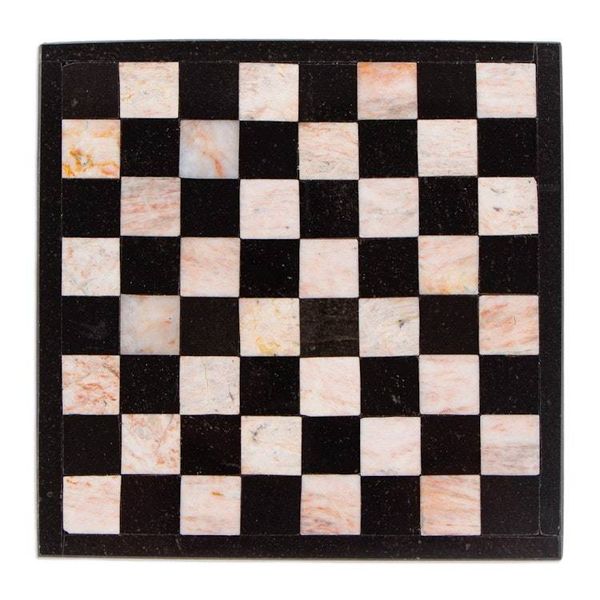 Alternate image for Marble Chess Set in Black and Pink from Mexico Black and Pink Challenge