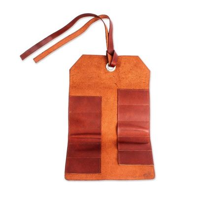 Alternate image for Artisan Crafted Chestnut Brown Leather Small Tool Roll Bag Ready for Work