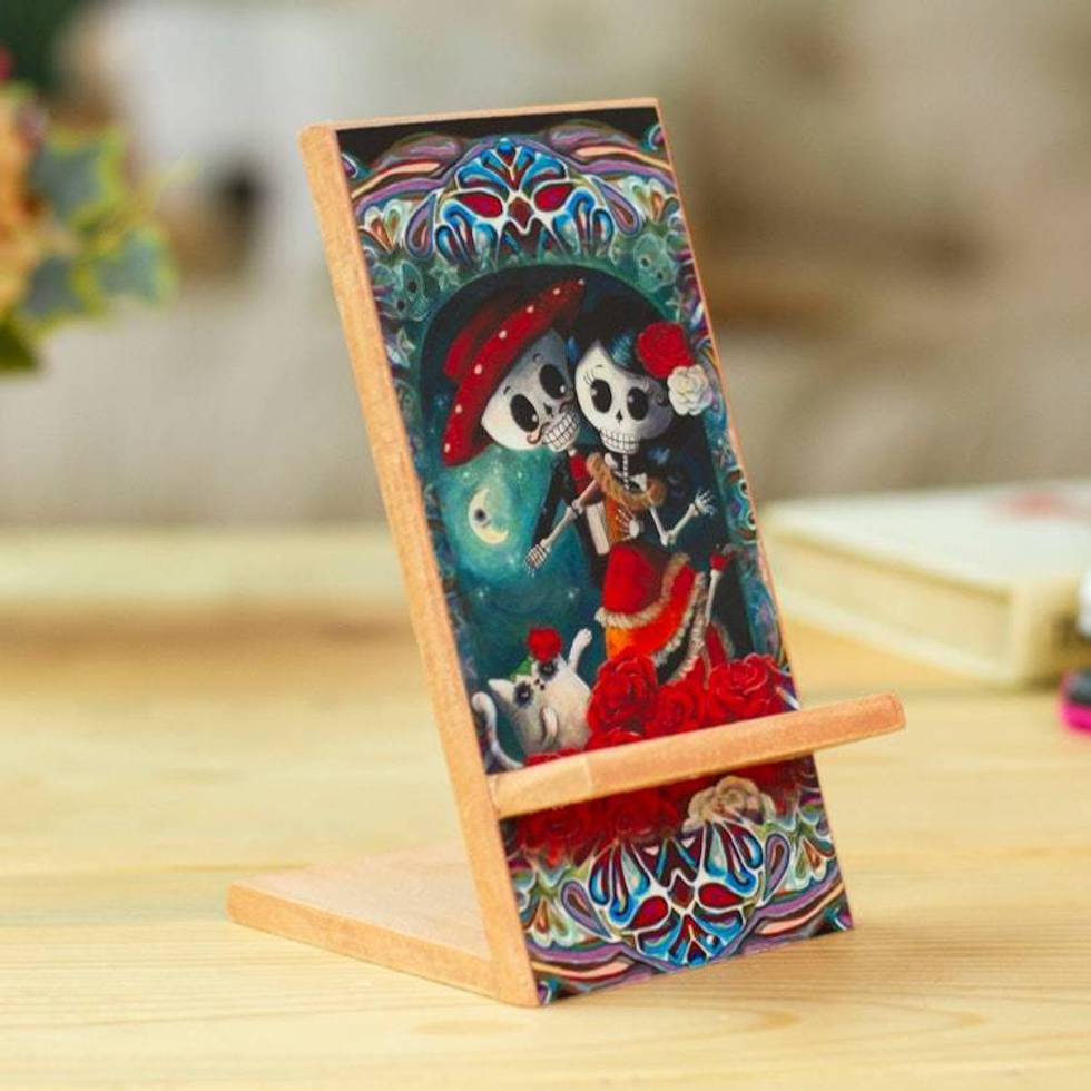 Day of the Dead Themed Phone Stand 'Catrina Romance'
