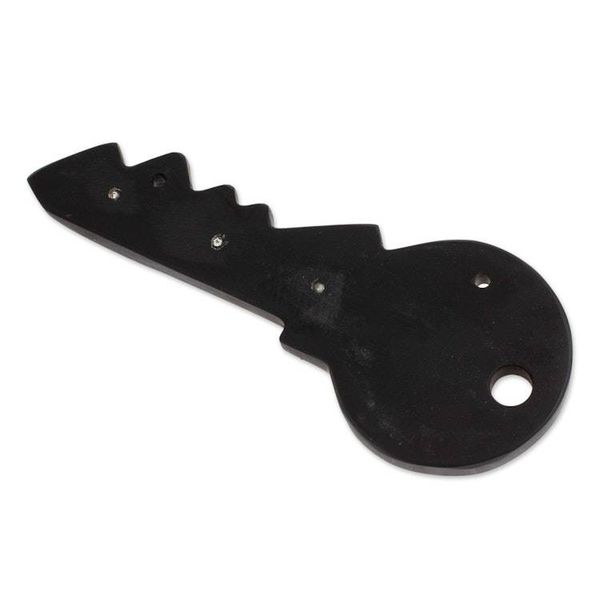 Alternate image for Minimalist Key-Shaped Hand-Carved Black Marble Key Rack Dark King of Keys