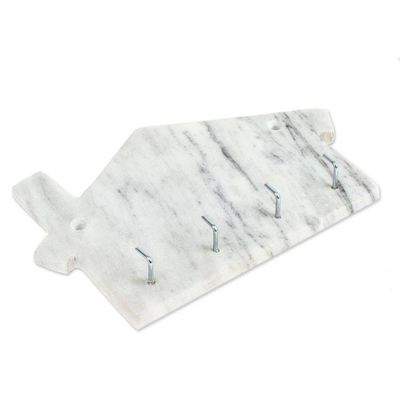 Alternate image for Minimalist House-Shaped White Marble Key Rack Homey Secrets