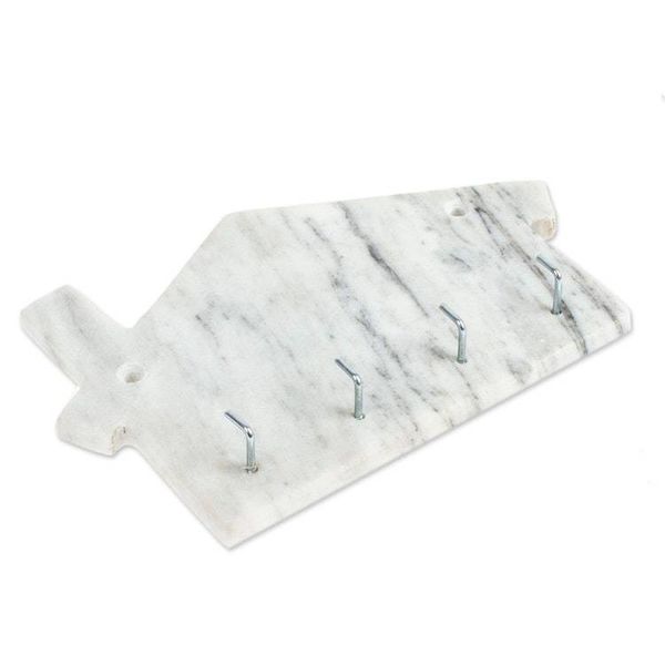 Alternate image for Minimalist House-Shaped White Marble Key Rack Homey Secrets