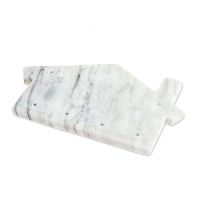 Alternate image for Minimalist House-Shaped White Marble Key Rack Homey Secrets