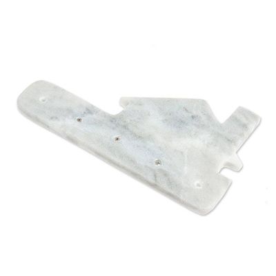 Alternate image for Minimalist White Marble Key Rack Hand-Carved from Mexico Morning Keys