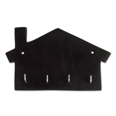 Alternate image for Minimalist House-Shaped Black Marble Key Rack Homey Secrets at Night