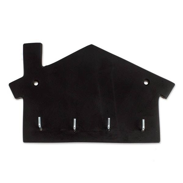 Alternate image for Minimalist House-Shaped Black Marble Key Rack Homey Secrets at Night
