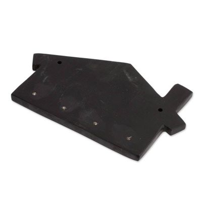 Alternate image for Minimalist House-Shaped Black Marble Key Rack Homey Secrets at Night