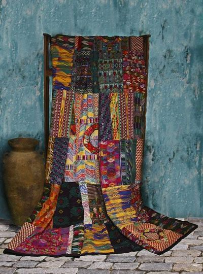 Alternate image for Queen-size Mixed Huipile Guatemalan Patchwork Quilt Set