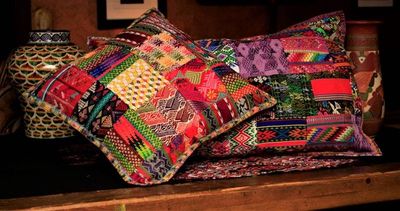 Alternate image for Queen-size Mixed Huipile Guatemalan Patchwork Quilt Set