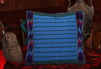 Alternate image for Handmade King Size Blue Zacualpa Bedspread & Two Matching Throw Pillow Cover Set