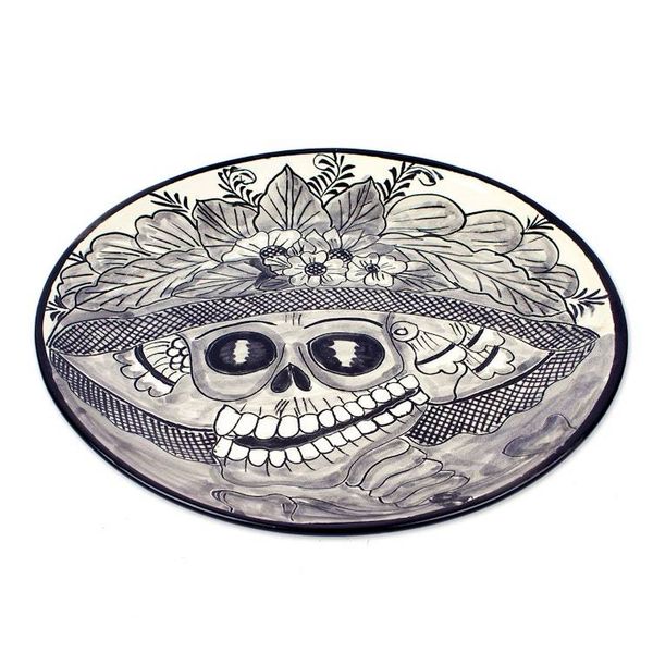 Alternate image for Handmade Catrina Decorative Ceramic Plate Beautiful Catrina