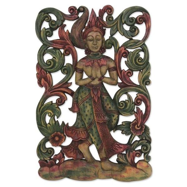 Alternate image for Teak relief panel Angel