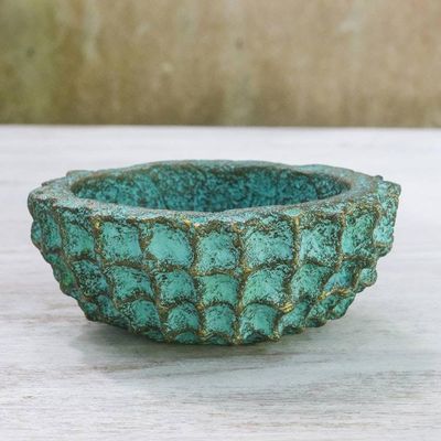 Alternate image for Handcrafted Decorative Bowl in Green from Thailand Green Web