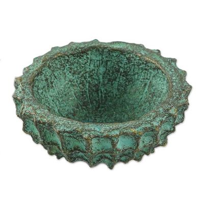Alternate image for Handcrafted Decorative Bowl in Green from Thailand Green Web