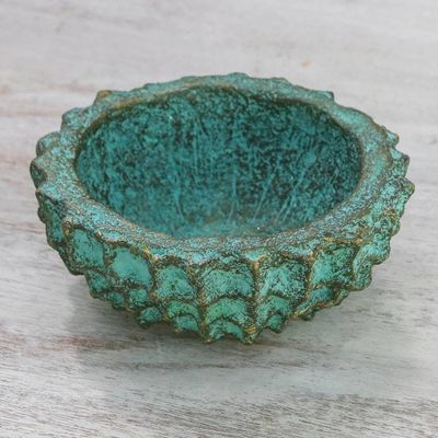 Alternate image for Handcrafted Decorative Bowl in Green from Thailand Green Web
