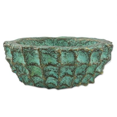 Alternate image for Handcrafted Decorative Bowl in Green from Thailand Green Web