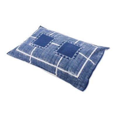 Alternate image for Batik Cotton Sham in Indigo from Thailand Energetic Stripes