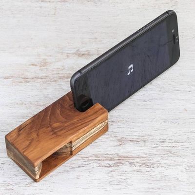 Alternate image for Small Teak Wood Phone Speaker from Thailand Teak Sound