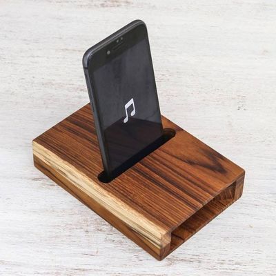 Alternate image for Double Teak Wood Phone Speaker from Thailand Teak Surround-Sound
